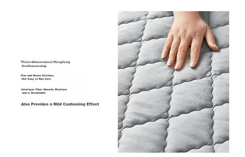 I-WILL Brushed Cotton Quilted Double Mattress Protector Single Piece Spiral Grid Waterproof Quilted Fitted Sheet Khaki 150x200cm 6