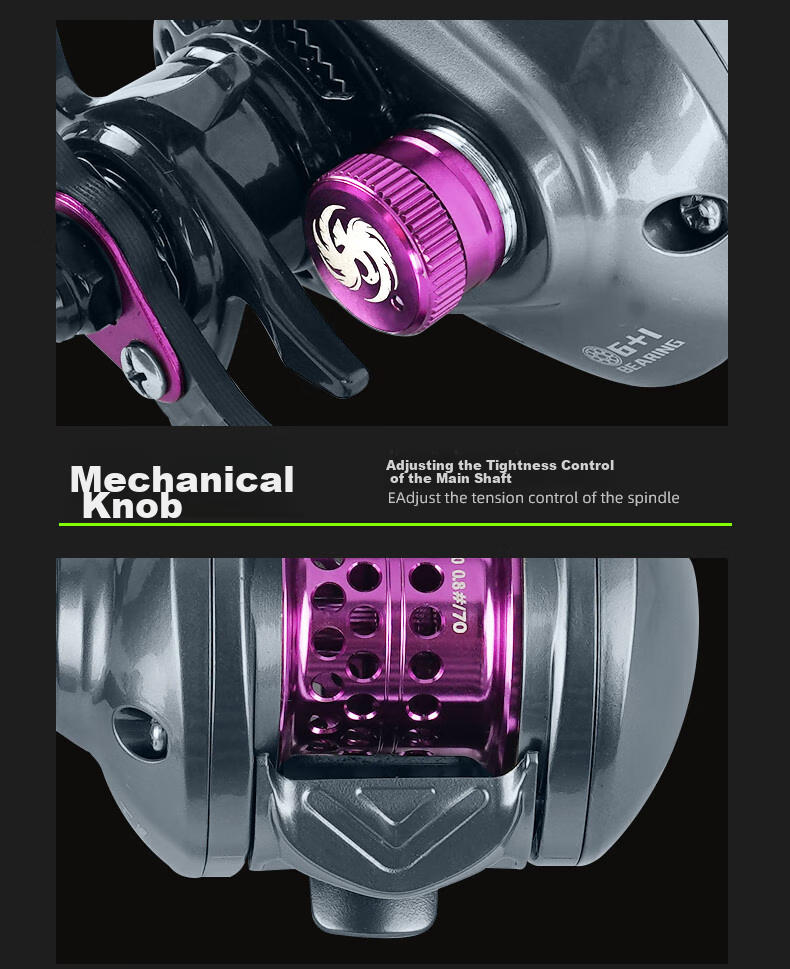Erciyuan Lure Water Drop Reel, Lightweight Micro-Fishing Line Reel, Long-Distance Casting Magnetic Brake Anti-Explosion Fishing Reel, Purple Dragon, Right-Handed 28
