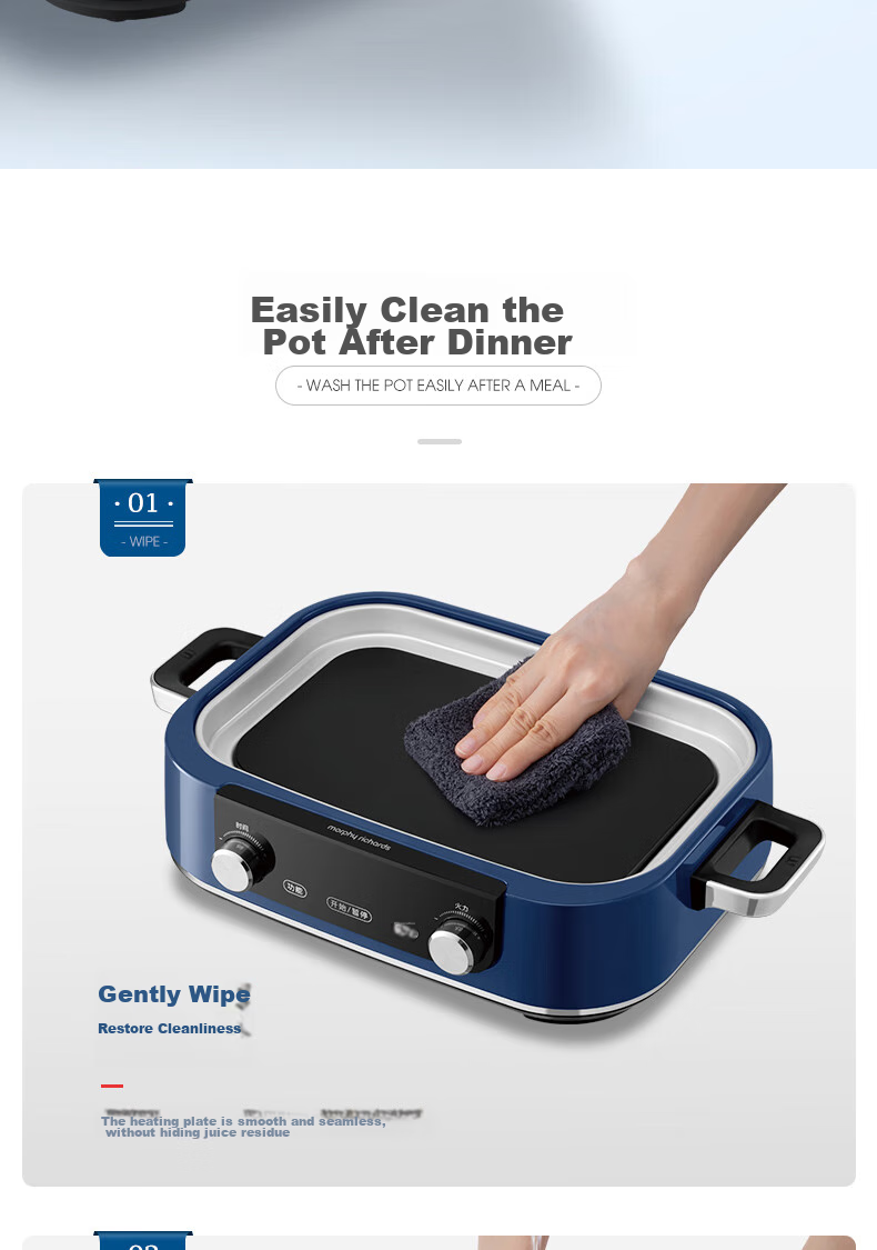 Morphyrichards Upgraded Second-Generation Multifunctional Cooking Pot, Detachable Electric Wok with Timer And Touch Screen, Electric Hot Pot MR9099 Green, One's Member 25
