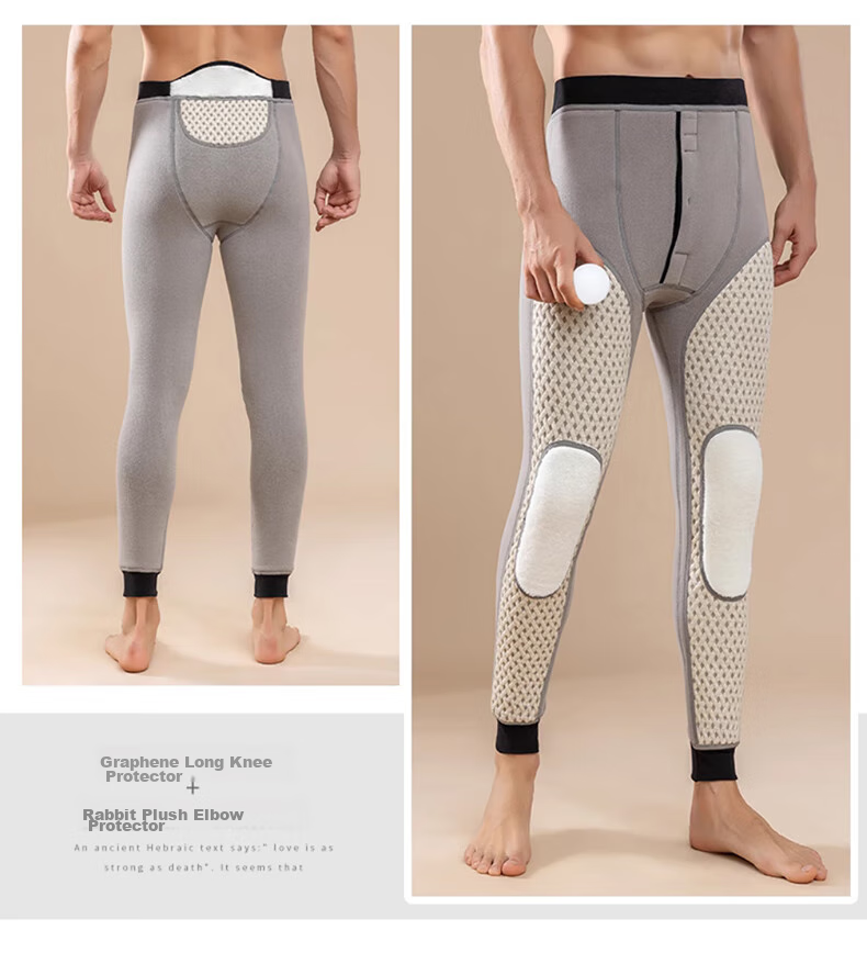 LangSha Thermal Underwear for Men [2026 Fall New Arrival], Fleece-Lined Thick Graphene Knee Protection Base Layer Pants, Extra Thick Cotton Pants for Northeast China 24