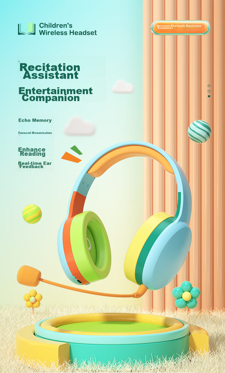 Newmine TB205 Backed Reading Device, Wireless Bluetooth Headphones with In-Ear Monitoring, Over-Ear High-Quality Sound, for Computer Classes, Gaming, Sports, Long Battery Life, Ear-Style Popular Equipment 1