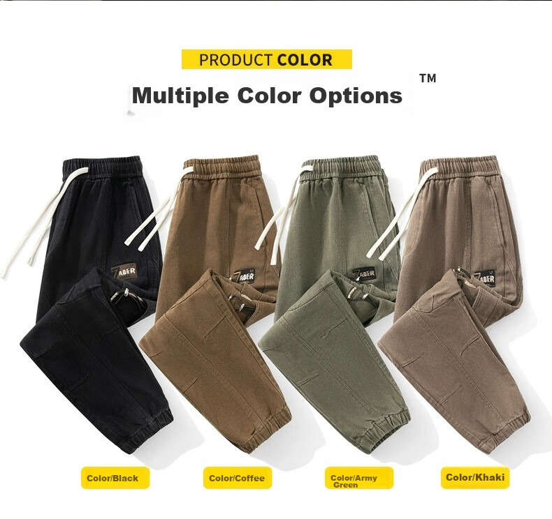 Homlean Army Green American-Style Loose Casual Cargo Pants, Summer Trendy Brand, Elastic Ankle, Pure Cotton, Plus Size Long Trousers, K501 Army Green 2XL 6