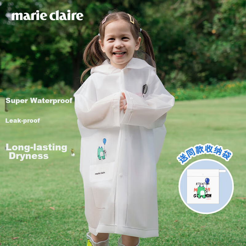 MARIE CLAIRE Children's Raincoat, One-Piece Cape-Style Poncho, Single-Person, for Girls And Boys, Students, Kindergarten Children, Toddlers, Back to School