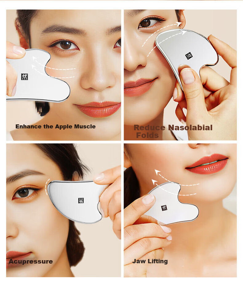 ZWILLING Gua Sha Board, Facial Massage Tool, Lifting And Tissue-Removing Stick, German Quality Stainless Steel, Can Be Used for Ice Compress, Birthday Gift for Women, Mid-Autumn Festival Gift for Female Teachers 8