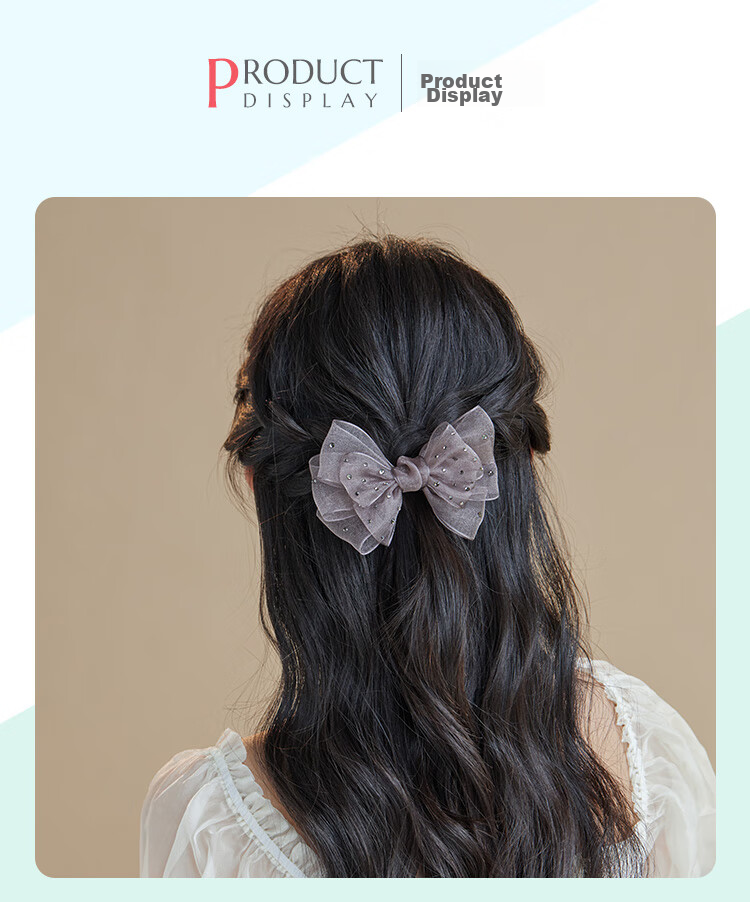 CHIMERA Korean Organza Bow Hair Clip, Ponytail Barrette, Half-Up Hairpin, Hair Accessory for Women, Mid-Autumn Festival Gift 25