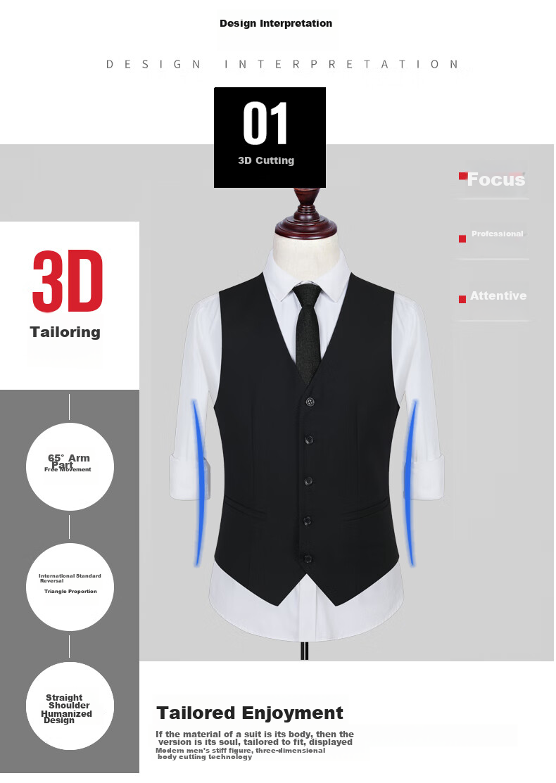 ROMON Suit Vest for Men, Slim Fit Business Professional Work Attire, Wedding Groom Waistcoat Vest, Men's Suit Jacket 2
