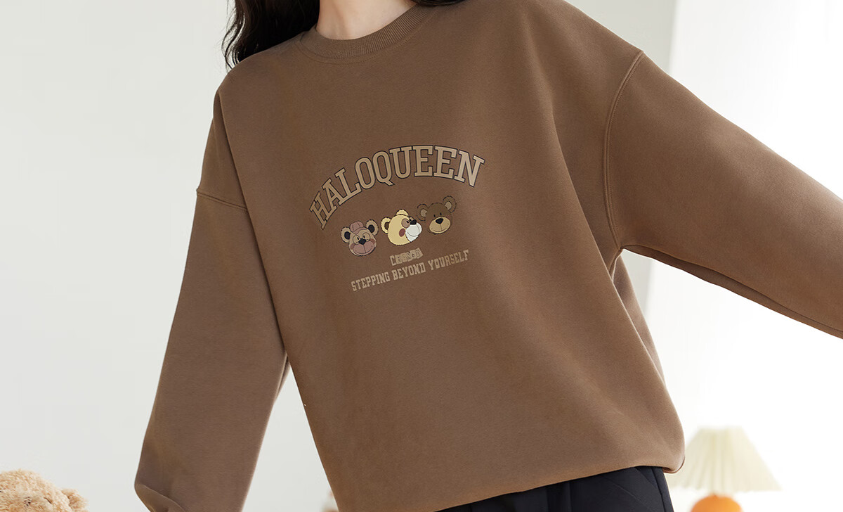 Halo Queen Women's Sweatshirt, Spring And Autumn Round Neck, Little Bear Christmas Outfit, Fashionable Loose Top Jacket H143W1002 19