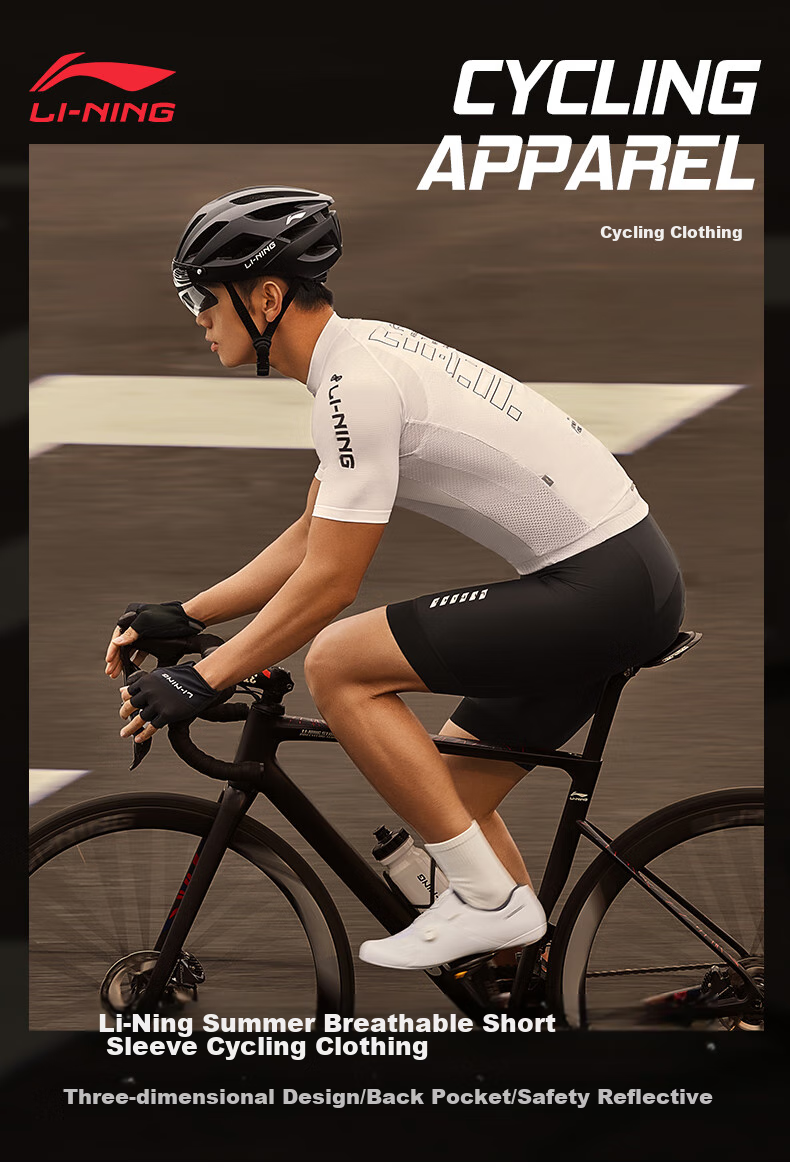 Li-Ning Bicycle Cycling Jersey for Men, Short-Sleeve Top, Spring And Summer Quick-Dry Breathable Sweat-Wicking, for Road Bikes And Mountain Bikes, Cycling Wear 2