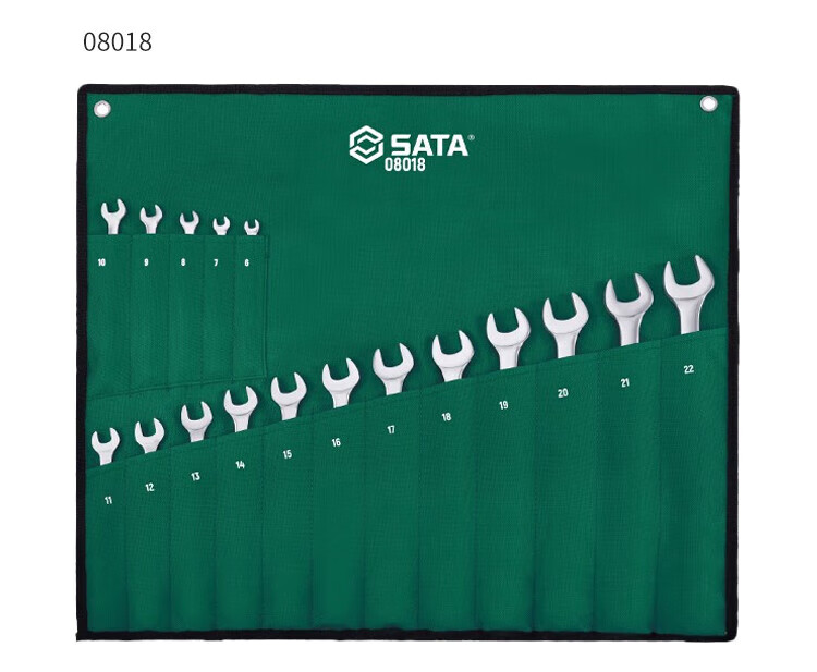 SATA 10-Piece Fully Polished Double Open-End Adjustable Wrench Set 08010 6
