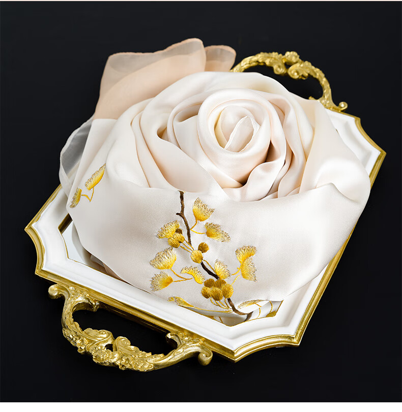 Hangsifu Handmade Suzhou Embroidery Silk Scarf Shawl Wrap, Autumn And Winter Neck Protection Warm Scarf, Birthday Gift for Mom, Gift Box 34