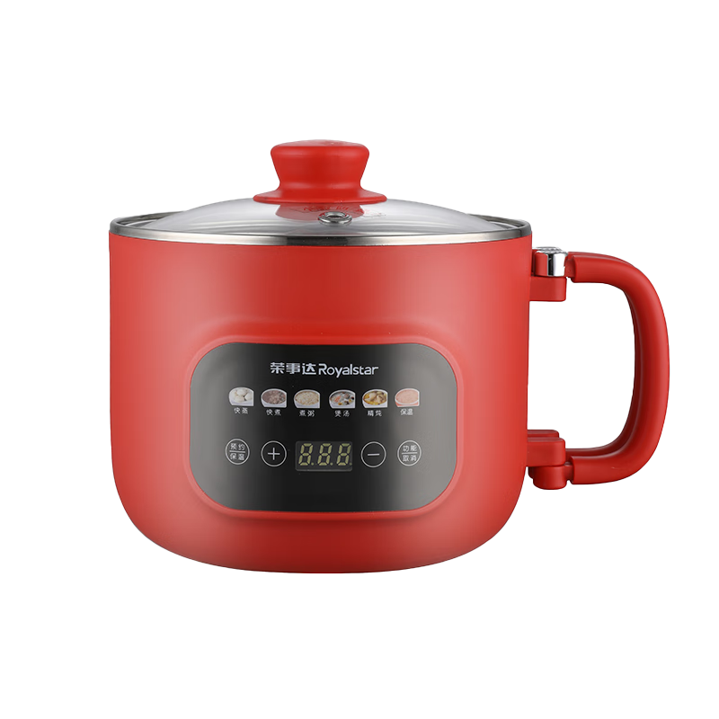 Royalstar Electric Cooking Pot Electric Steamer Small Electric Cooker Foldable 1.6L Multifunctional Household Student Dormitory Instant Noodle Hot Pot Stainless Steel Smart Reservation Electric Heatin
