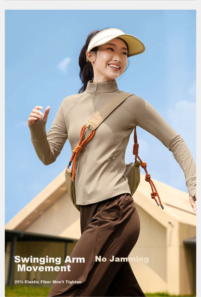 VFU Women's Sports Jacket for Cycling, Running, Outdoor Fitness, Morning Jogging, Exercise And Yoga Wear, Autumn And Winter, Roasted Milk Apricot Color, Size S 8