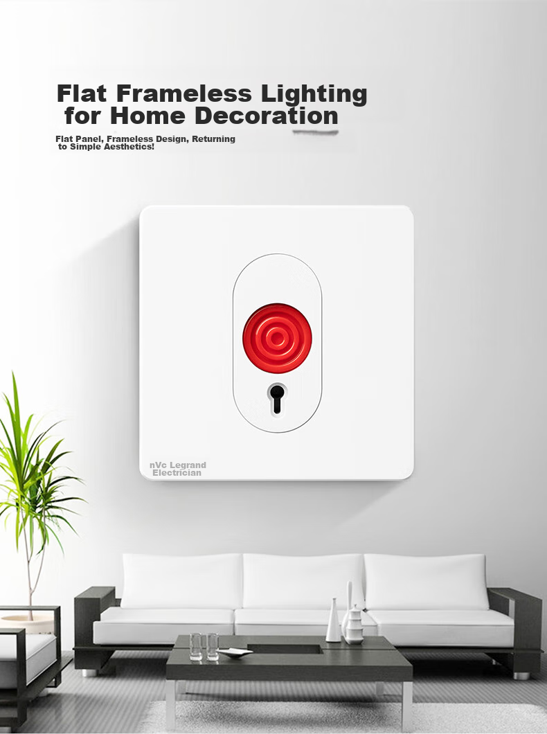 NVCleishidiangong Switch Panel, Emergency Call Alarm Switch, Anti-Theft Alarm Panel, Glazed White 3