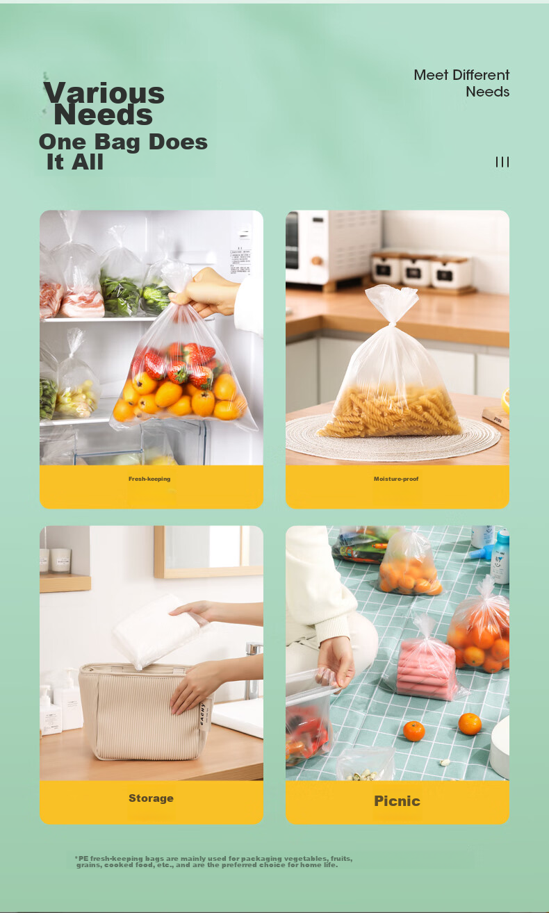 MARYYA Food-Grade Plastic Storage Bags, 300 Count, Large Size 35*25cm, Thickened, for Kitchen And Refrigerator Use, Food Packaging And Organizatio 14