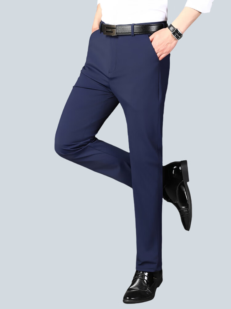 Ayoupang Summer Lightweight Plus Size Ice Silk Business Commute Dress Pants for Men, Elastic Breathable Large Size Work Casual Trousers Long Pants for Chubby People 6