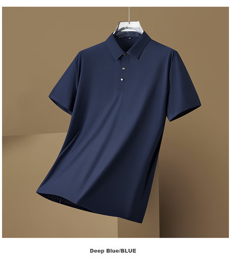Ayoupang Seamless Plus Size Business Polo Shirt for Men, 2026 New Style, Ice Silk High Elasticity Collared Short-Sleeve T-Shirt, Loose Fit, Summer 14