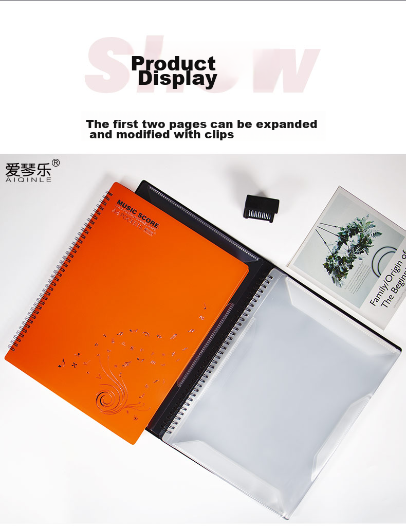 Aiqinle A4 Sheet Music Folder, Full-Size Open, Four Pages, Holds 40 Sheets, Stylish Black Piano Score Folder, Multifunctional And Editable 13