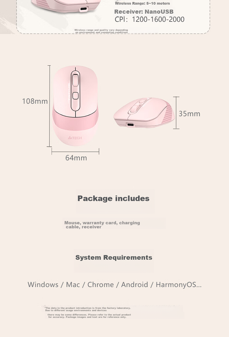 A4TECH FB35CS, Right-Handed, Bluetooth Mouse, Wireless Rechargeable Office Mouse, Fei Shidai Silent Mouse, Silver Gray White, Bluetooth/wireless 14