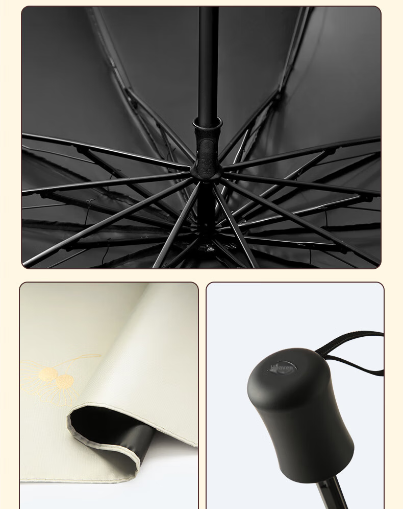 Tiantangshan Double-Person Umbrella, Three-Fold, Sunshade Umbrella, 10-Rib Enlarged Reinforced Windproof Large Umbrella, Shuoguo Dailan Color 9