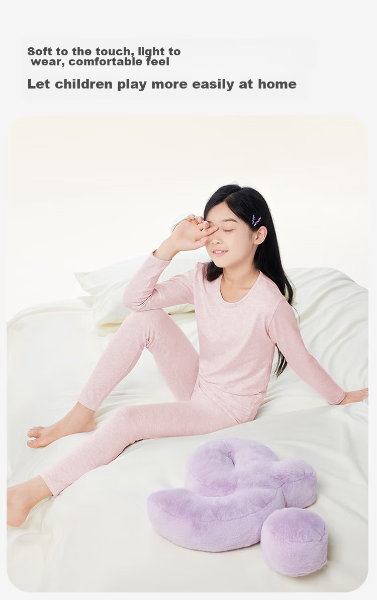 Jiusuiban Children's Thermal Underwear, Girls' Autumn And Winter Thin Base Layer Cotton Sweater Set, Big Kids' Autumn Clothes And Pants, Pajamas And Sleepwear 9