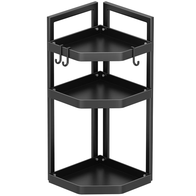 Jiabangshou Kitchen Storage Rack, Countertop Corner Multifunctional Triangle Spice Rack, Countertop Seasoning Jar Storage Shelf, Large Size, 3-Tier
