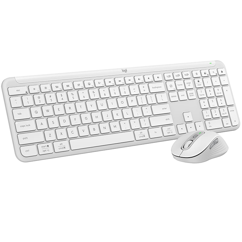 Logitech MK950 Bluetooth Keyboard And Mouse Combo, Premium Series, Office Keyboard And Mouse Set, Wireless Keyboard And Mouse Set, Portable Ultra-Thin Keyboard And Mouse Combo, White