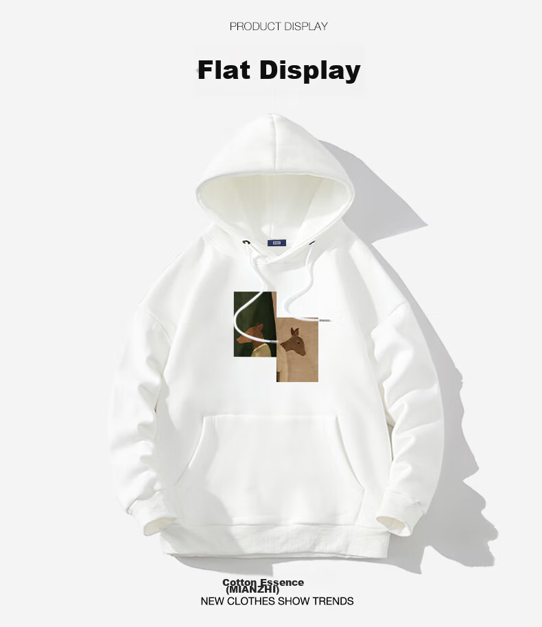 Mianzhi National Trend Brand Hoodie for Men, Fashionable Versatile Round Neck Loose Casual Base Layer, White, XL 12