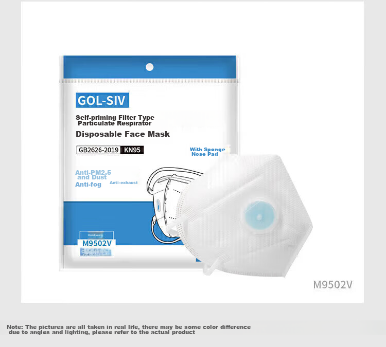 SHENGLI KN95 Face Mask, Industrial Dust-Proof Mask, Individually Wrapped, Anti-Smog, Dust-Proof, Dust-Resistant, Anti-Gray, Head-Mounted with Valve, M9502V, Pack of 20 12