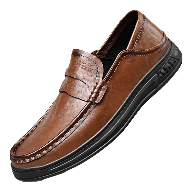 MULINSEN Men's Shoes, Business Casual Leather Shoes, Slip-On Loafers, Penny Loafers, Men's Footwear, 99832