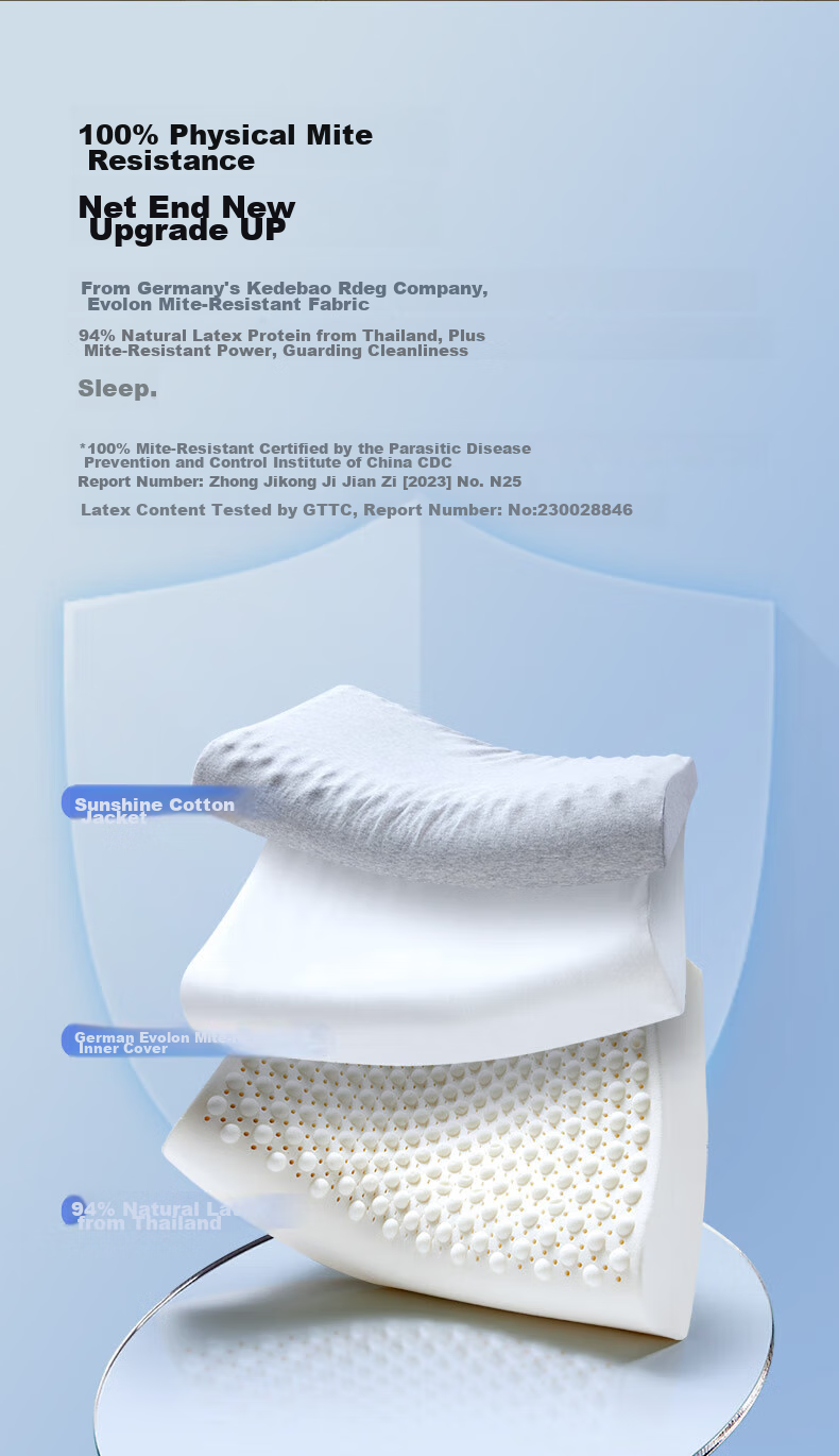 8H Thailand 94% Natural Latex Pillow for Adults, Cervical Spine Support And Sleep Aid, Z8 Gray 4