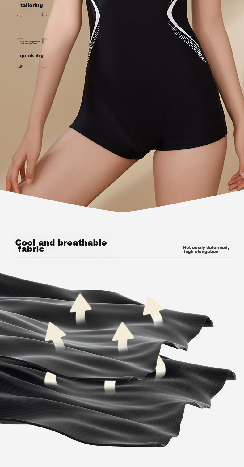 Li-Ning Women's One-Piece Swimsuit, Square Leg, Professional Sports, Push-Up, Tummy Control, Slimming, Hot Spring Resort Swimwear, 4712 Black And White, XL 7