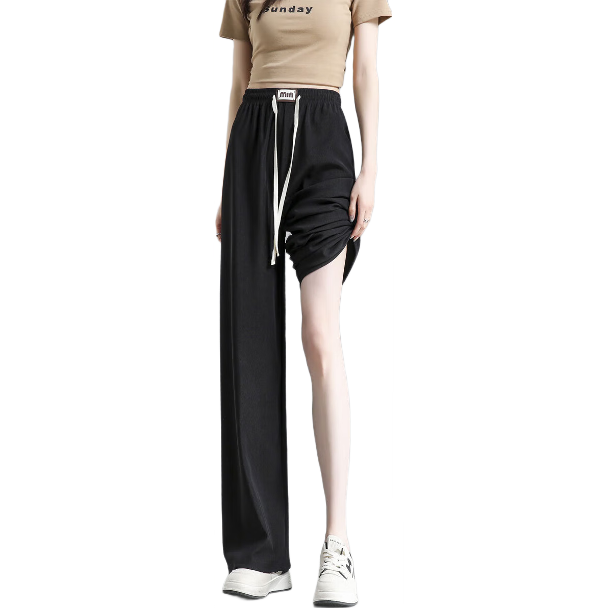 Dme [Refined Light Urban Draping Pants] Spring And Autumn Lightweight Elastic Waist Long Pants Women's Casual Trousers