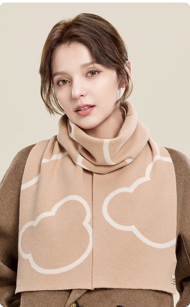 JIUMU Pure Wool Scarf Women's Autumn Winter Warm Neck Warmer Red Gift Box for Birthday and Festivals 18