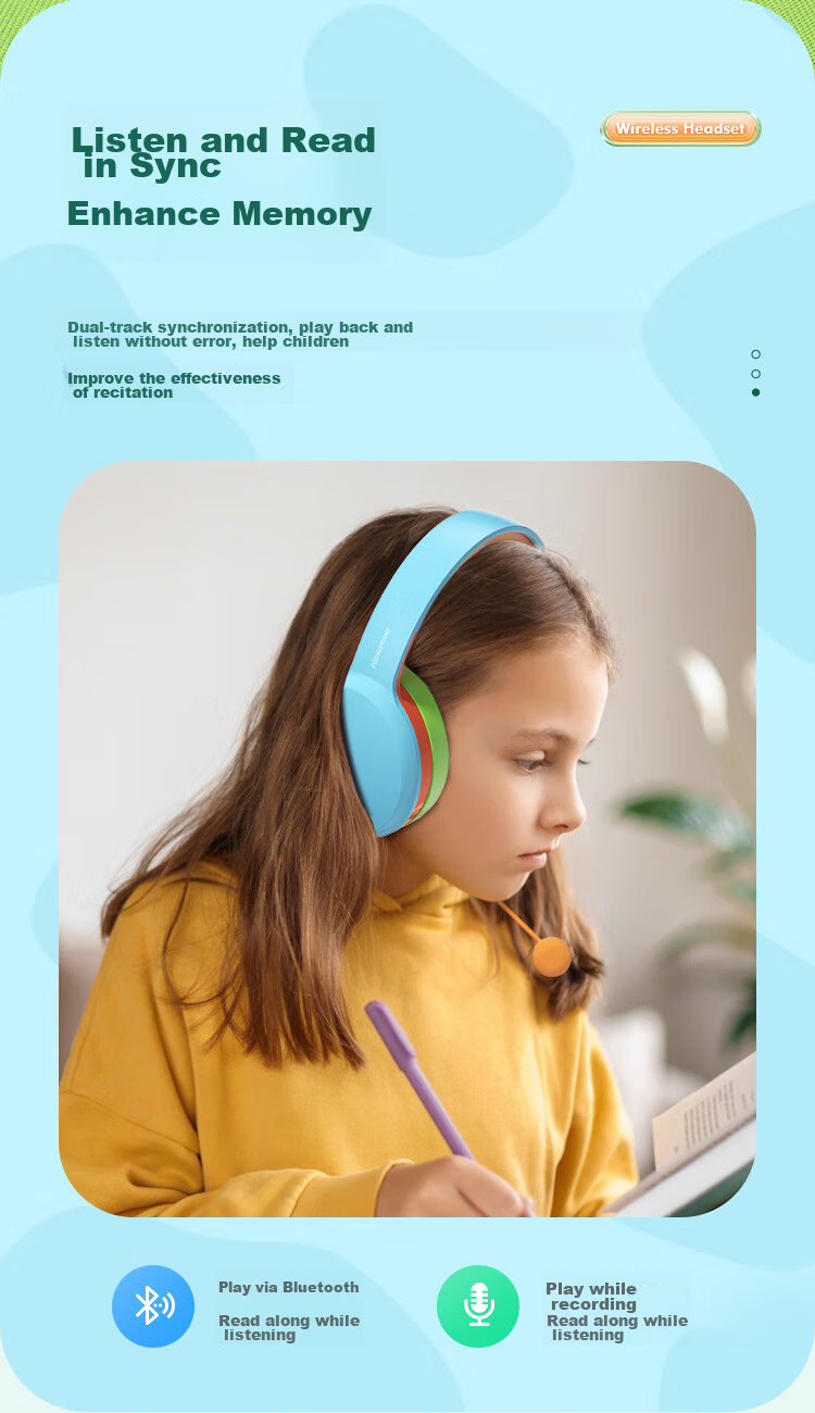 Newmine TB205 Backed Reading Device, Wireless Bluetooth Headphones with In-Ear Monitoring, Over-Ear High-Quality Sound, for Computer Classes, Gaming, Sports, Long Battery Life, Ear-Style Popular Equipment 7