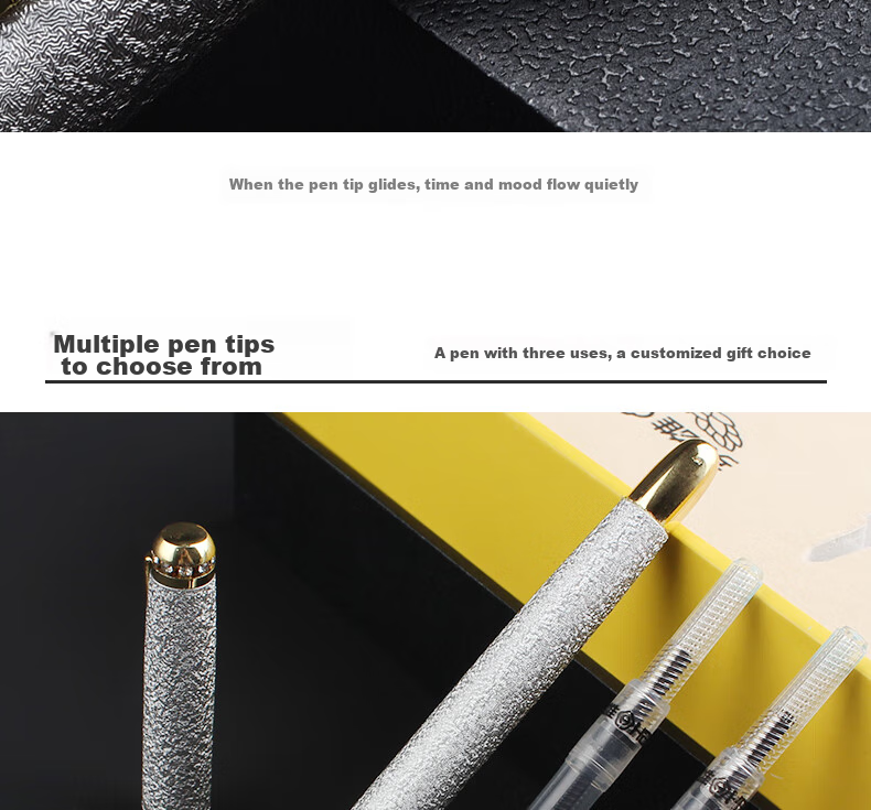 HERO Fountain Pen 1520 Black Velvet Sand Multi-Color Fine Nib Iridium Gold Fountain Pen Signature Pen for Men And Women Office Gift Ink Gift Box Set 8