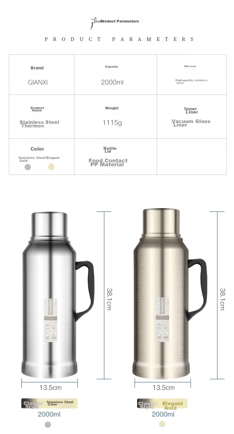 Jieanxi Insulated Bottle, Household Hot Water Thermos, Large Capacity Warm Pot, Stainless Steel Thermos Flask, Water Bottle, 3.2L, Student Gift 9