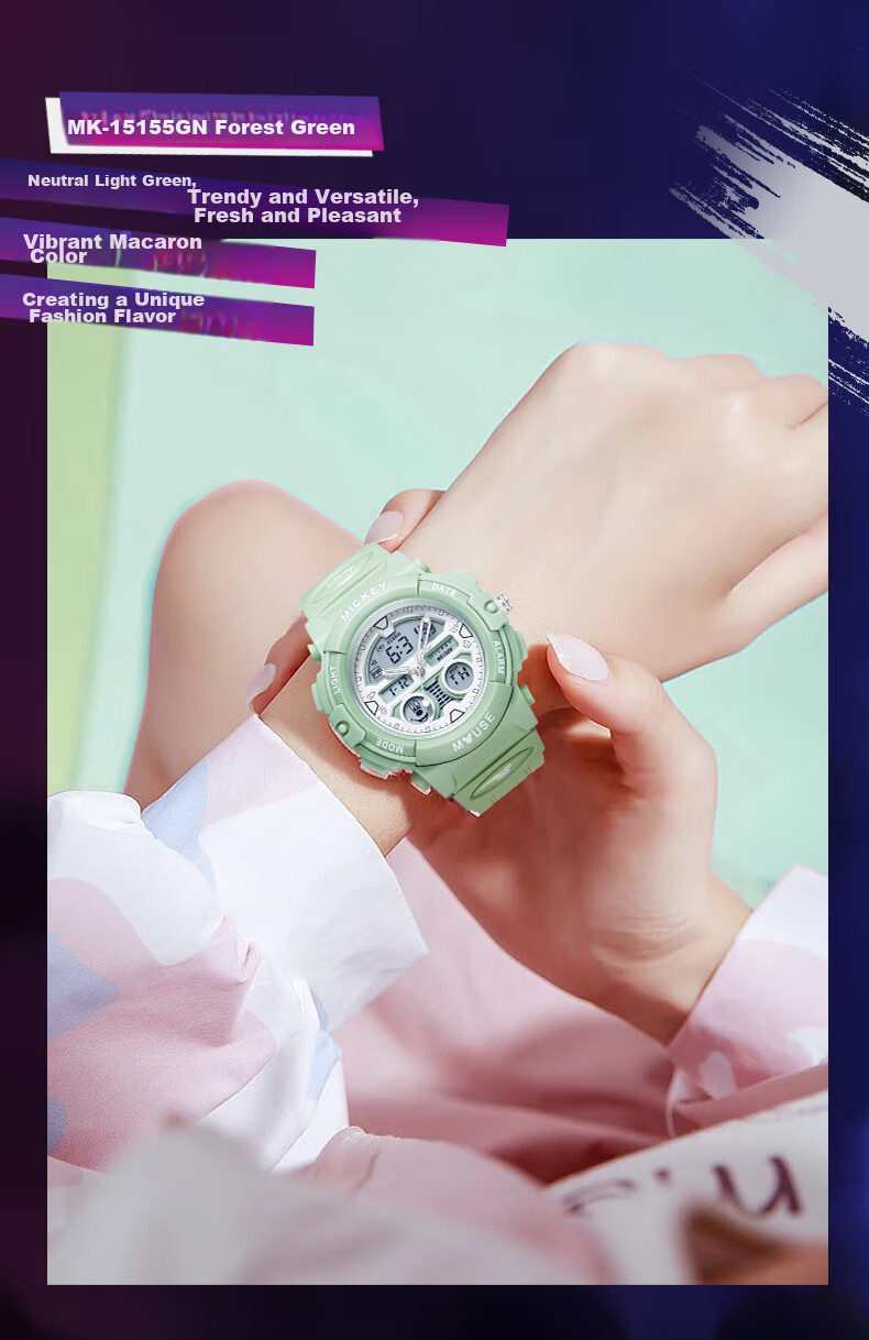 Disney Mickey Mouse Collaboration Exam-Specific Waterproof Sports Watch for Middle And High School Students, Children's Electronic Watch Only for Time Measurement 16