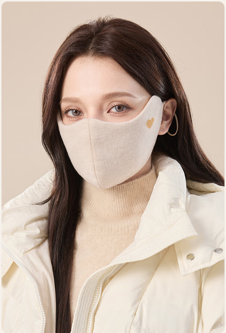 JIUMU Sheep Wool Warm Face Mask for Women Autumn Winter Thickened Breathable Cotton Face Cover Windproof Sun Protection 8