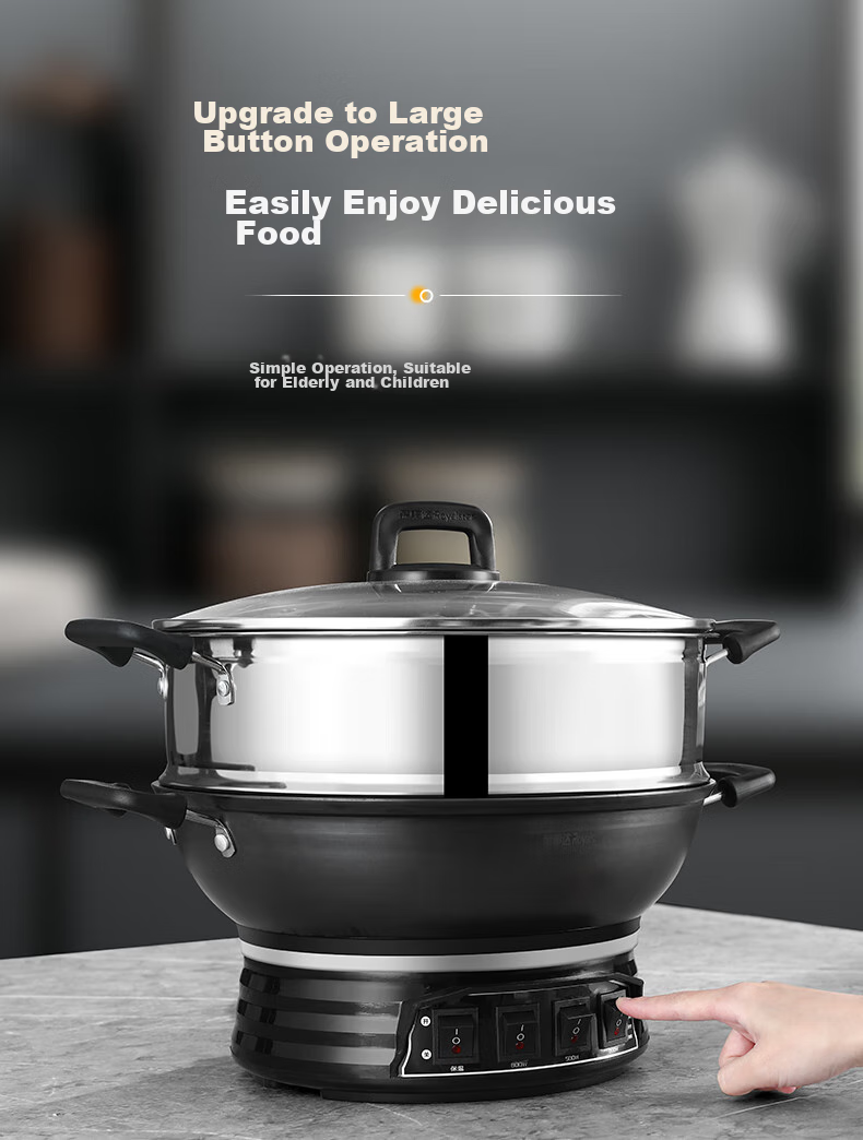 Royalstar Electric Wok, Steamer Pot, Cooking Pot, Shandong Pot, Household Cast Iron Stew And Steam Cooker, Non-Stick Pan, Multi-Functional Steamer for Buns, RDQJ3-34 Single Steamer Appliance 9
