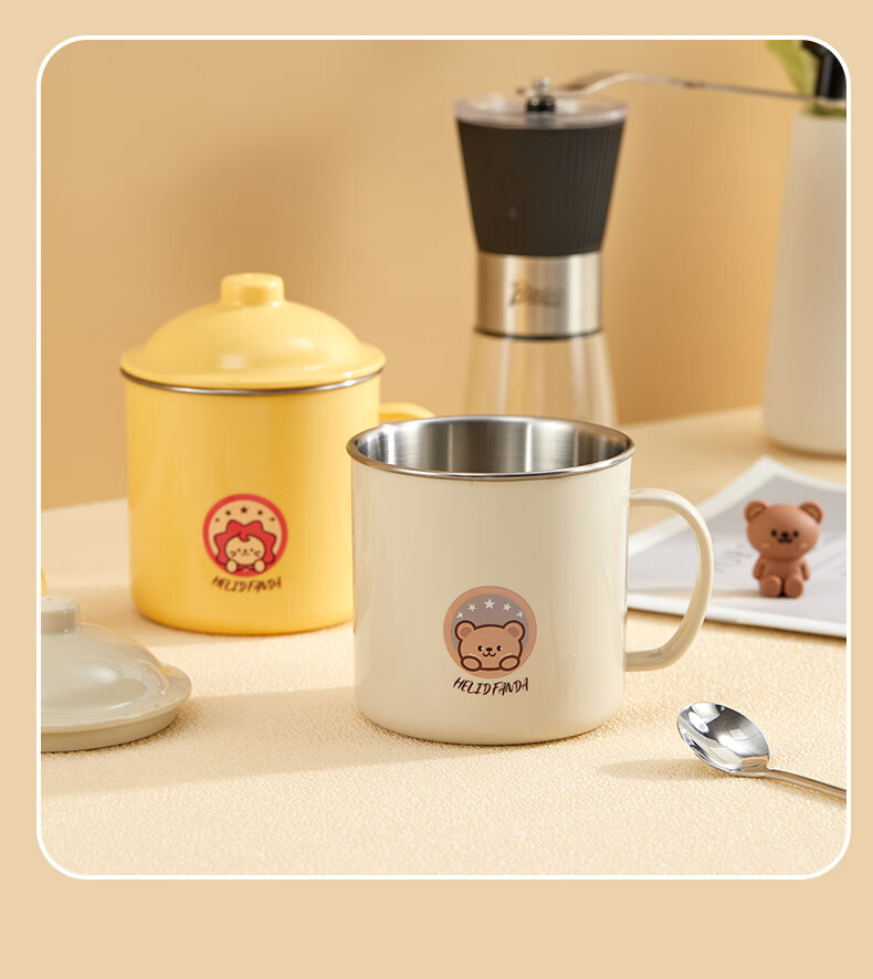WORTHBUY 316 Stainless Steel Children's Milk Cup, Baby Drinking Cup, Double-Layer Anti-Scalding with Scale And Straw Cup, Rabbit Desig 14