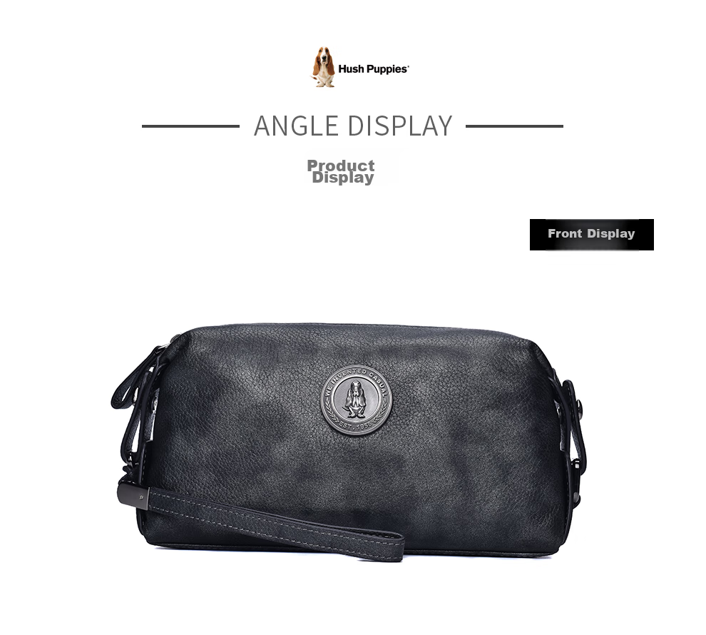 Hush Puppies Handbag, Top-Grain Leather, Large Capacity, Casual Business Men's Bag, Silver Gray Color, Birthday Gift for Boyfriend 7