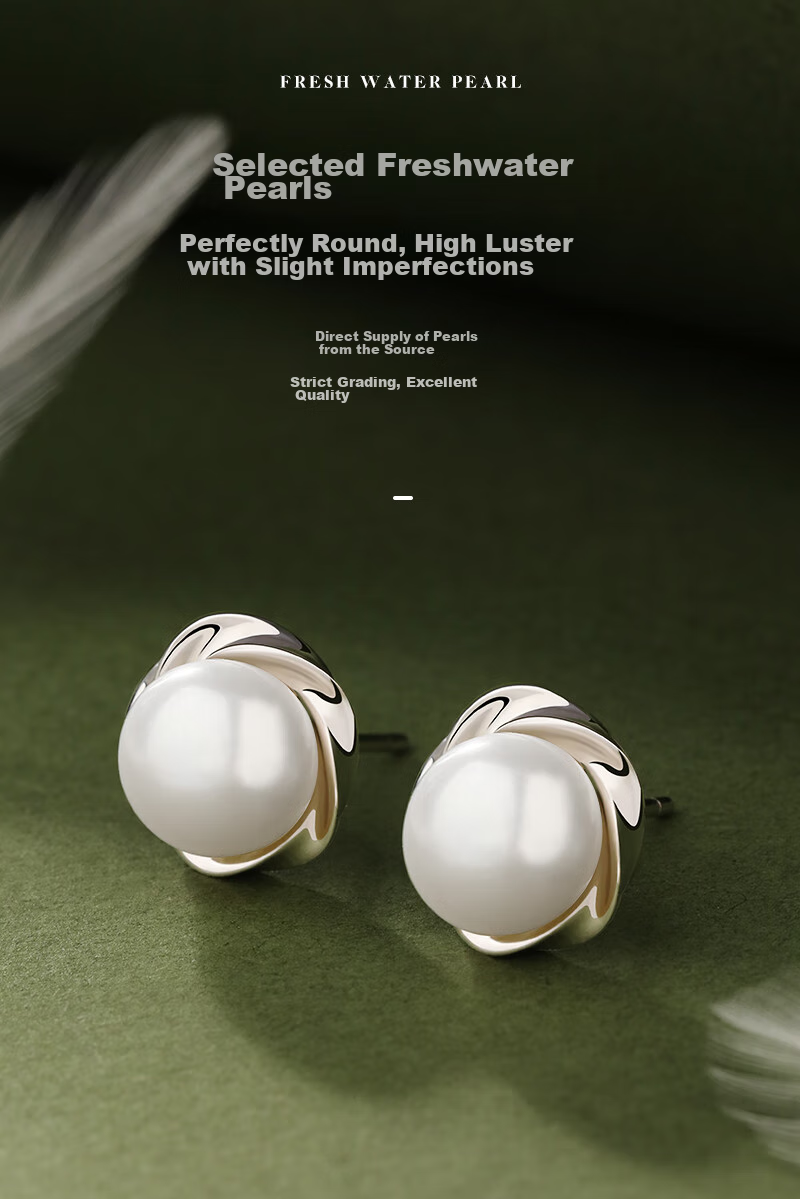 MANHE S925 Silver Stud Earrings for Women, Freshwater Pearl Earrings, Birthday Valentine's Day Gift for Girlfriend Or Mother 6