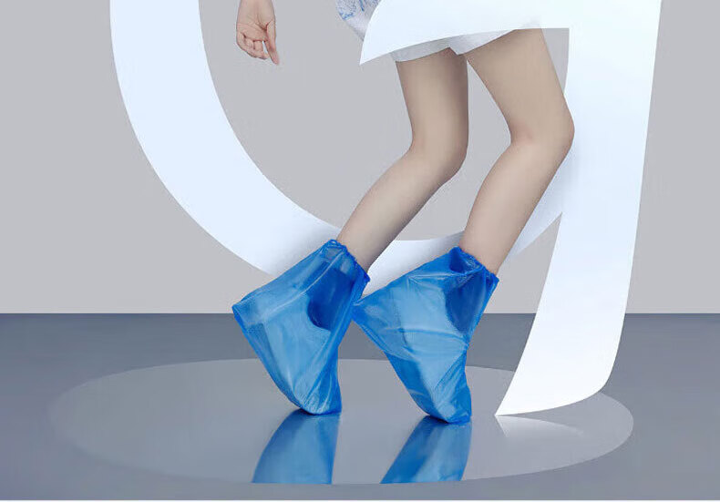 BWNK Disposable Rain Shoe Covers for Men, Women And Children, Non-Slip Thick High-Top Plastic Overshoes, 30-Pack 1