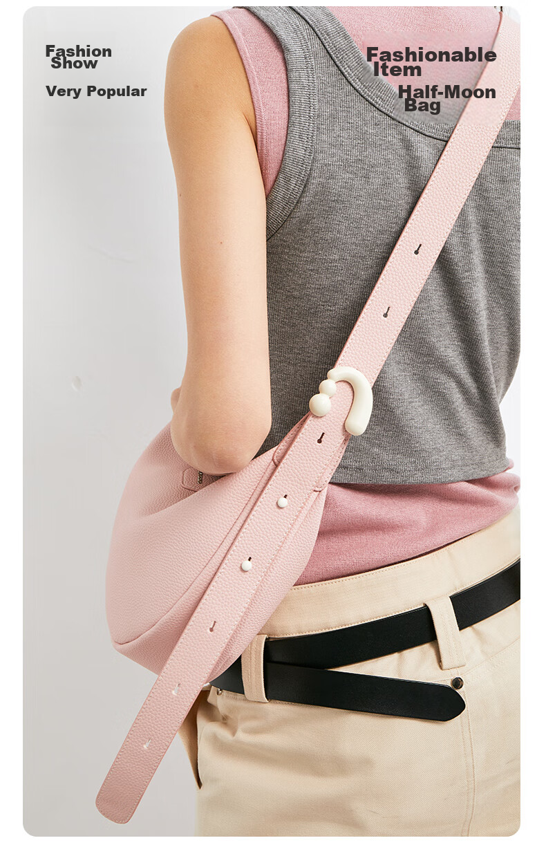 AMAZING SONG Women's Half-Moon Bag, Medium Size, Cowhide Leather, Shoulder Crossbody Bag, Fashionable Versatile High-Capacity Crescent-Shaped Commuter Bag, Gift 3