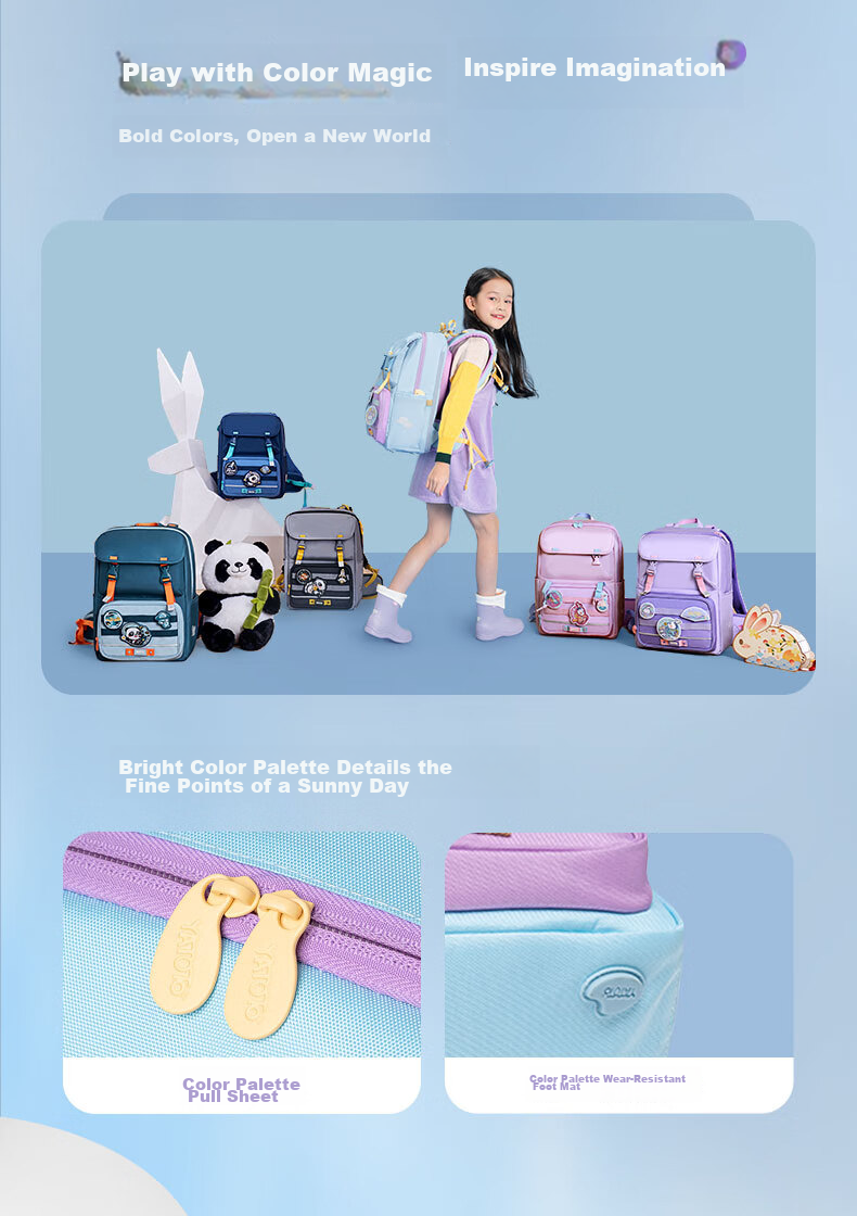 Yatoto Children's Backpack, Primary School Student Spine Protection And Load Reduction Backpack, Grades 1-3 Double Shoulder Bag Gift for Girls, Purple Cloud Fairy Rabbit 11