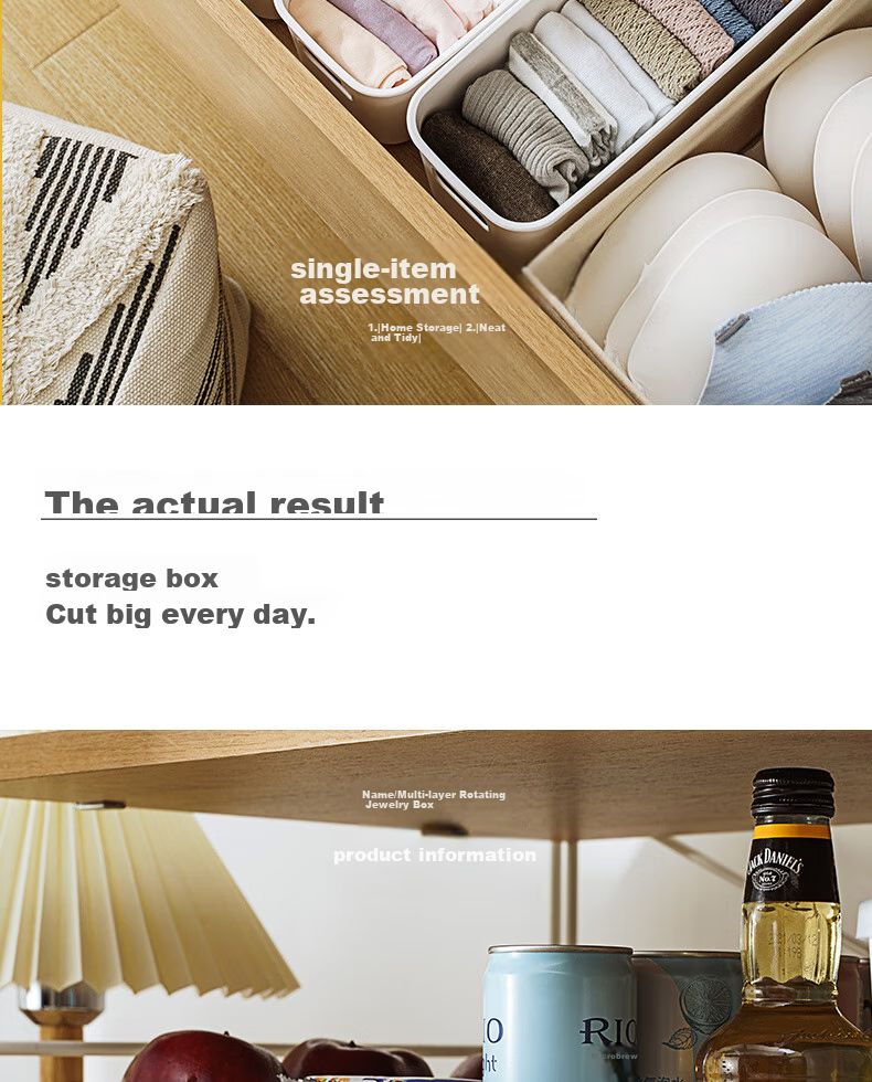 Jicang Storage Box, Household Kitchen Organizer, Plastic Storage Container, Snack And Cosmetics Storage Box, Storage Bi 13