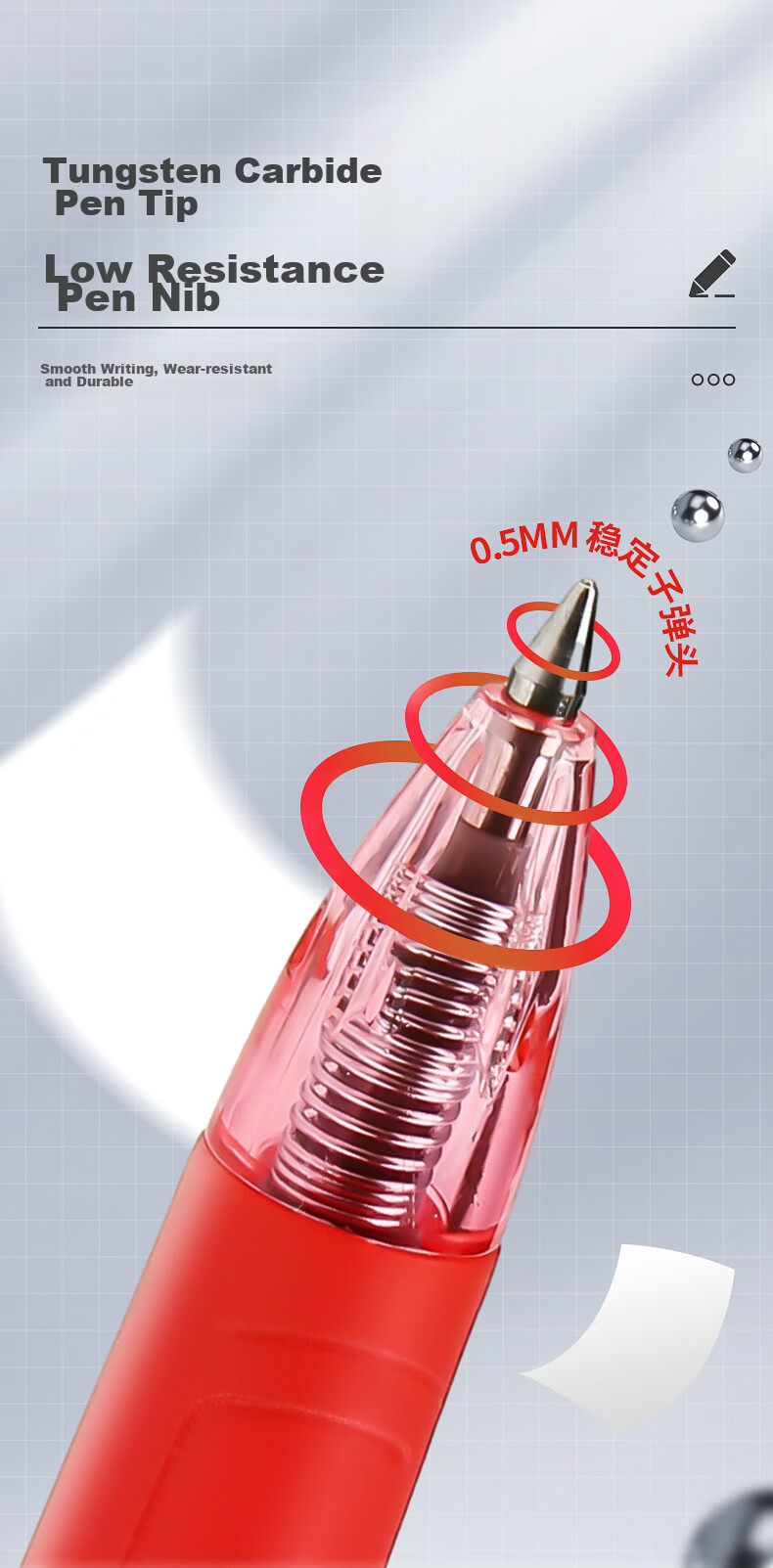 M&G Stationery E01 Retractable Gel Pen, Student 0.5mm Red Pen, Bullet Tip, Office Supplies, Red, 12 Pens/box, National Day Gift 4