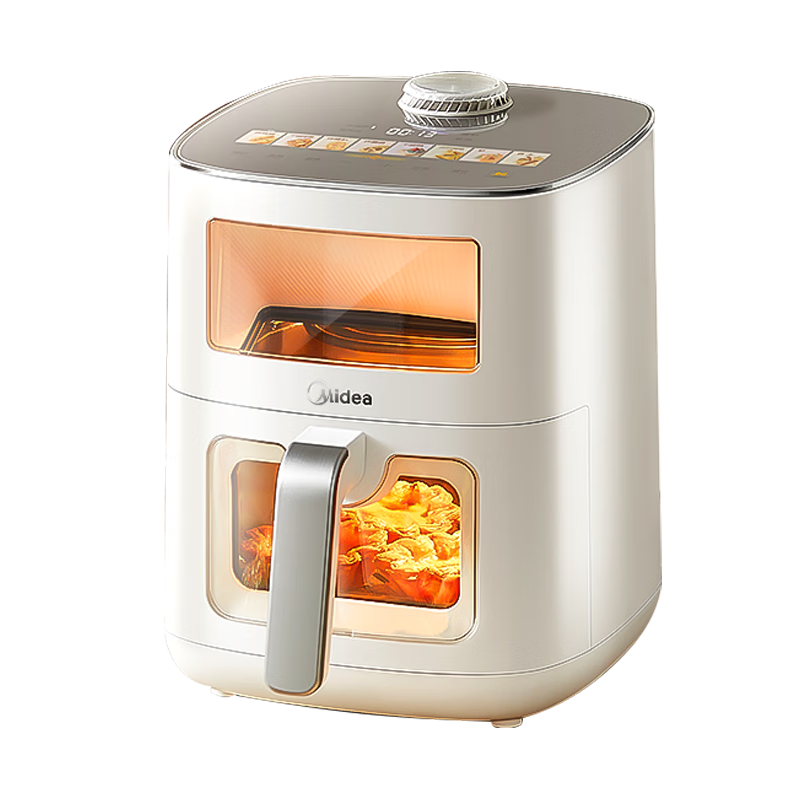 Midea Air Fryer with Fresh Air Function, Home Use, Visible Window, Zero Fluorine Coating, 6.5L Large Capacity, Multifunctional, No-Flip Air Fryer, Steam And Bake All-In KZC6521