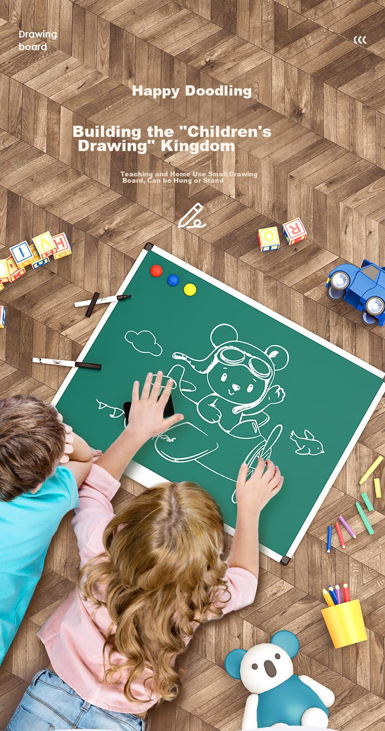 Deli 40*30cm Blackboard Chalk Writing Board, Galvanized Green Board with Magnetic Backing, Office Teaching Student Meeting Small Green Board Hanging Writing Board Wall-Mounted 1