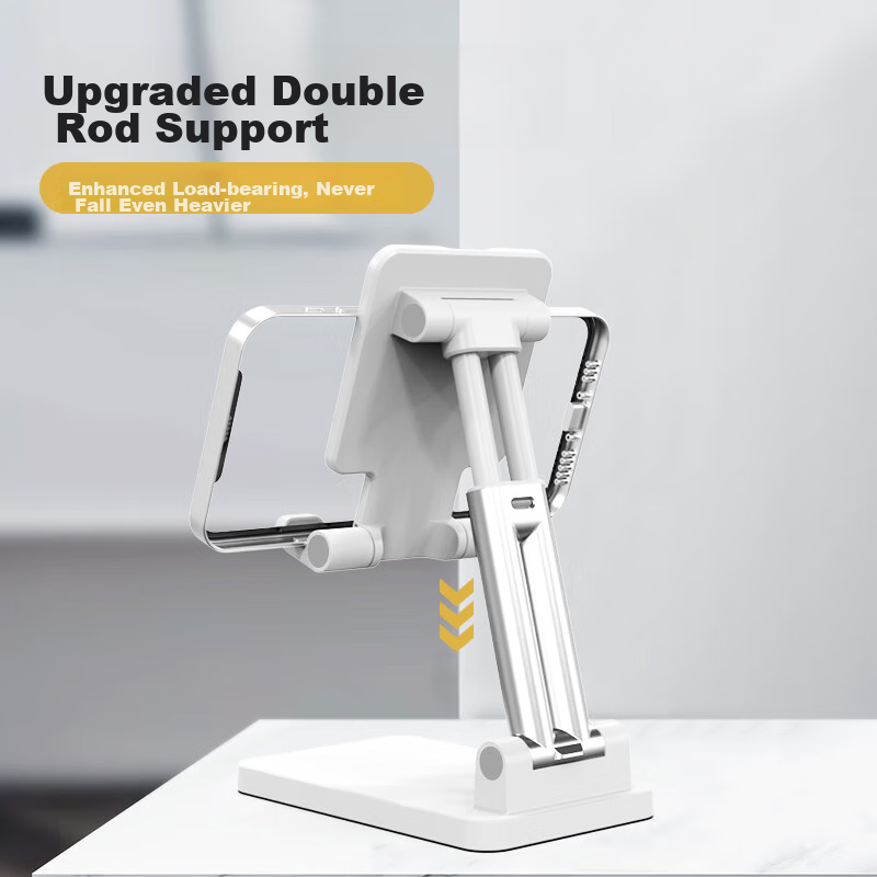 Kelleia [Upgraded Dual-Rod] Phone Stand, Live Streaming Desktop Stand, Lazy Stand, Influencer IPad Tablet Foldable Extendable Adjustable Stand, White